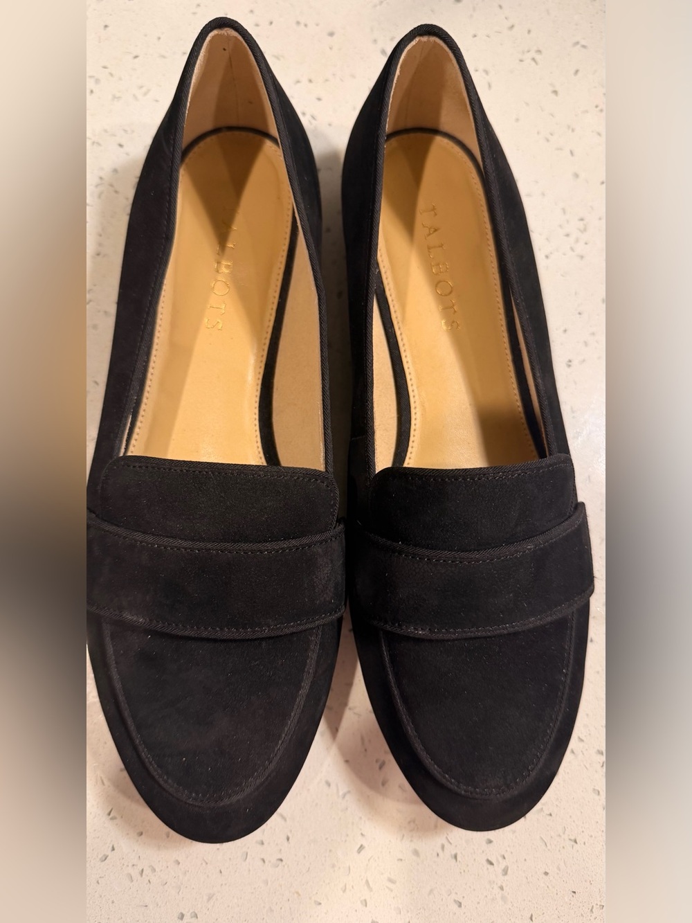 Talbots Black Suede Penny Loafers with Classic Strap